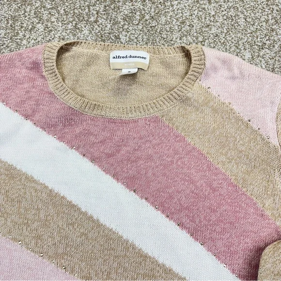 NEW Alfred Dunner Women's Beige and Pink Sweater size 1X Knit Pullover - Picture 2 of 13